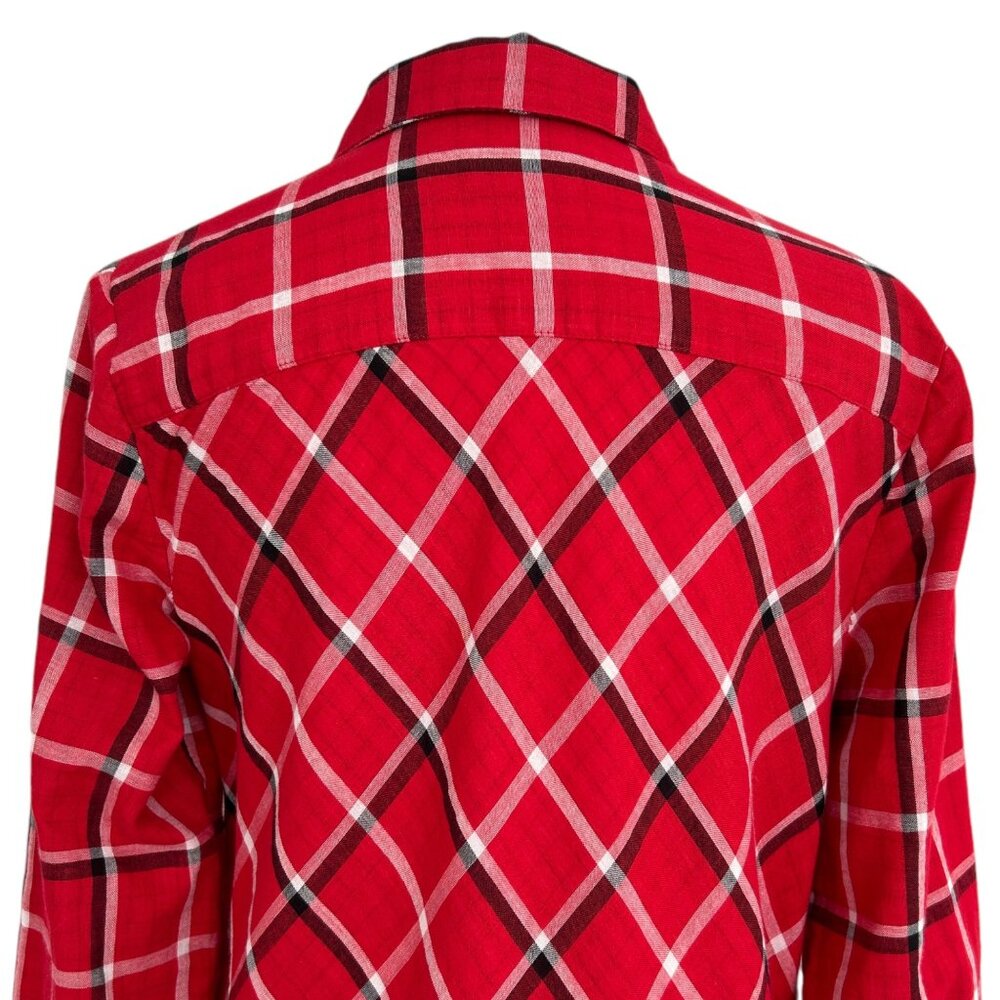 J. Jill Cotton Plaid Button Down Tunic Long Sleeve Shirt Dress (XS) - Picture 7 of 15